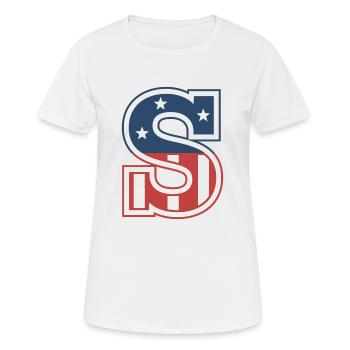 Buchstabe S USA - Frauen T-Shirt atmungsaktiv - Weiß - Vorne - AI Model Female 172 dark (172cm)