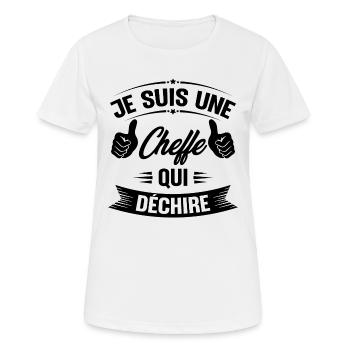 Je suis une cheffe qui déchire - T-shirt respirant Femme - blanc - Devant - AI Model Female 172 dark (172cm)
