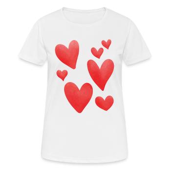 Herzen Rot - Frauen T-Shirt atmungsaktiv - Weiß - Vorne - AI Model Female 172 dark (172cm)