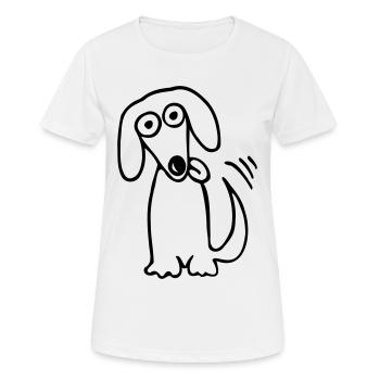 chien drôle doux chien de teckel de bande dessinée comique Fun - T-shirt respirant Femme - blanc - Devant - AI Model Female 172 dark (172cm)