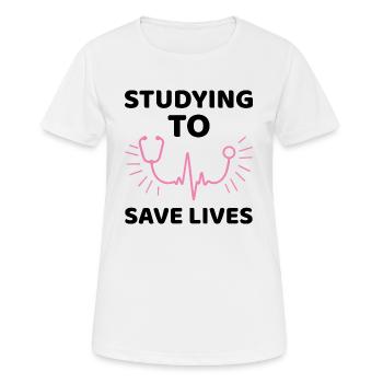 Cadeau étudiant médecine uni - T-shirt respirant Femme - blanc - Devant - AI Model Female 172 dark (172cm)