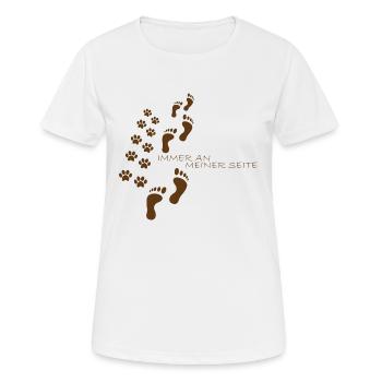 Hunde Pfote Zusammhalt Spruch Geschenk - Frauen T-Shirt atmungsaktiv - Weiß - Vorne - AI Model Female 172 dark (172cm)