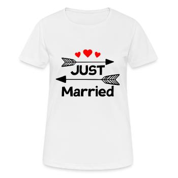 Cadeau de mariage juste marié - T-shirt respirant Femme - blanc - Devant - AI Model Female 172 dark (172cm)