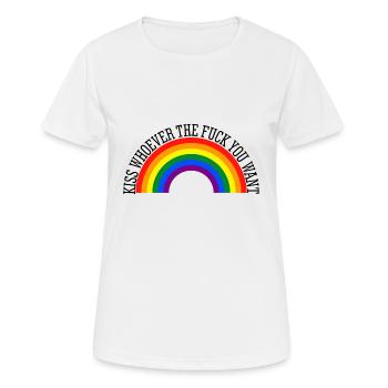 Kiss whoever the fuck you want pride month lgbt - Women's Breathable T-Shirt - white - Front - AI Model Female 172 dark (172cm)