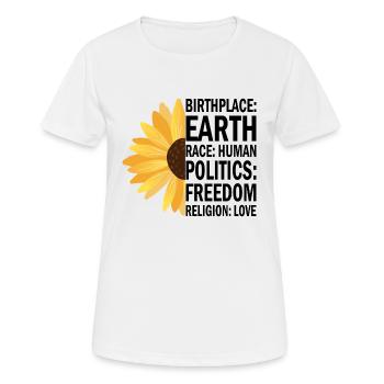 Birthplace Earth Race Human Anti Rassismus - Frauen T-Shirt atmungsaktiv - Weiß - Vorne - AI Model Female 172 dark (172cm)