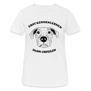 Erst kennenlernen dann urteilen - Frauen T-Shirt atmungsaktiv - Weiß - Vorne - AI Model Female 172 dark (172cm)