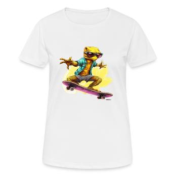 Patineur Gecko - T-shirt respirant Femme - blanc - Devant - AI Model Female 172 dark (172cm)