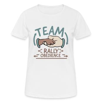 Team Rally Obedience - Frauen T-Shirt atmungsaktiv - Weiß - Vorne - AI Model Female 172 dark (172cm)