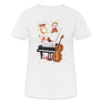 Weihnachten mit Rotkehlchen und Musik - Frauen T-Shirt atmungsaktiv - Weiß - Vorne - AI Model Female 172 dark (172cm)