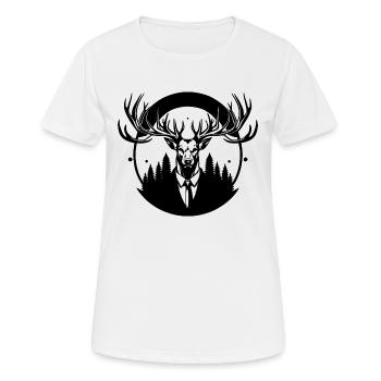 boss hirsch - Frauen T-Shirt atmungsaktiv - Weiß - Vorne - AI Model Female 172 dark (172cm)