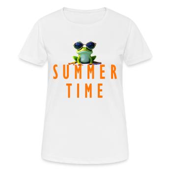 Grenouille heure d’été - T-shirt respirant Femme - blanc - Devant - AI Model Female 172 dark (172cm)