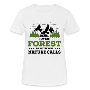 Que la forêt soit avec vous la nature appelle bw - T-shirt respirant Femme - blanc - Devant - AI Model Female 172 dark (172cm)