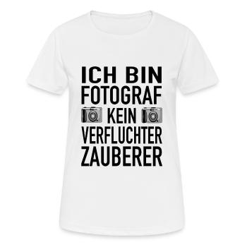 Fotograf Zauberer Fotografie Spiegelreflexkamera - Frauen T-Shirt atmungsaktiv - Weiß - Vorne - AI Model Female 172 dark (172cm)