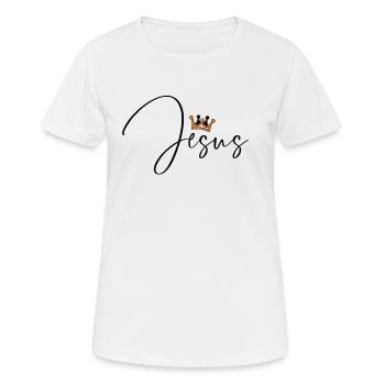 Jesus - Christlich - Jesus mein König - Frauen T-Shirt atmungsaktiv - Weiß - Vorne - AI Model Female 172 dark (172cm)