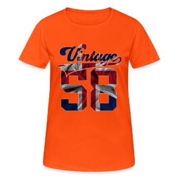68E ANNIVERSAIRE UK MILLÉSIME 1958 - T-shirt respirant Femme - orange néon - Devant - AI Model Female 172 dark (172cm)