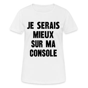 je serais mieux sur ma console - T-shirt respirant Femme - blanc - Devant - AI Model Female 172 dark (172cm)