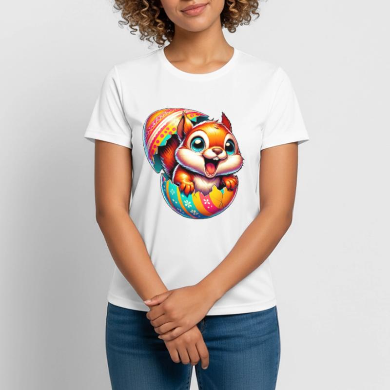 Easter Squirrel with Easter Egg: Cute Design Women's Breathable T-Shirt