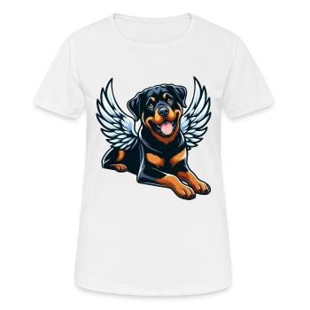 Süßer Rottweiler Engel Comic-Stil - Frauen T-Shirt atmungsaktiv - Weiß - Vorne - AI Model Female 172 dark (172cm)