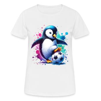 Pingouin, oiseau, football, joueur, ballon, champion, Fan - T-shirt respirant Femme - blanc - Devant - AI Model Female 172 dark (172cm)
