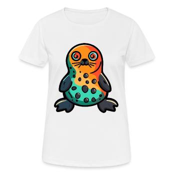 Robbe Tier Halloween Tier - Frauen T-Shirt atmungsaktiv - Weiß - Vorne - AI Model Female 172 dark (172cm)