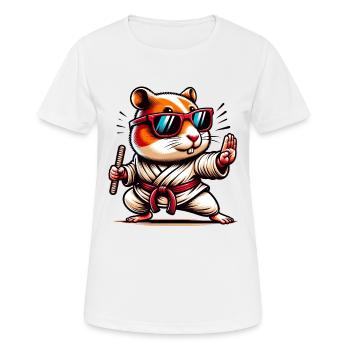 Maître d’arts martiaux Cool Hamster - T-shirt respirant Femme - blanc - Devant - AI Model Female 172 dark (172cm)