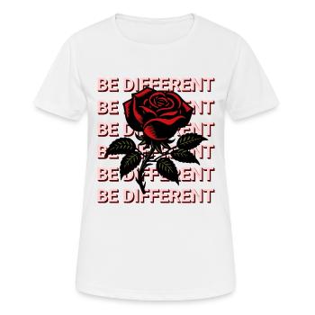 SOYEZ DIFFÉRENT – Rose Rouge, Amour-Propre, Positivité - T-shirt respirant Femme - blanc - Devant - AI Model Female 172 dark (172cm)