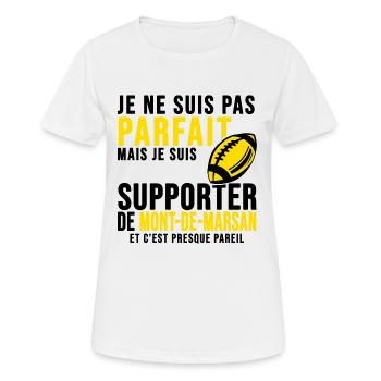 rugby stade Mont de marsan club rugby montois SM - T-shirt respirant Femme - blanc - Devant - AI Model Female 172 dark (172cm)