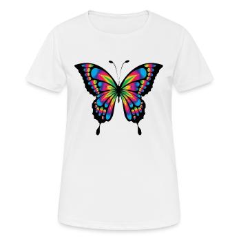 Psychedelische Schmetterlingsmehrfarben - Frauen T-Shirt atmungsaktiv - Weiß - Vorne - AI Model Female 172 dark (172cm)