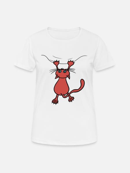 Wilde Katze rot - Frauen T-Shirt atmungsaktiv - Weiß