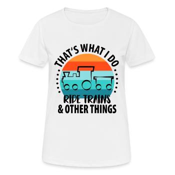 Train Chemin de fer Trains Trains Conducteurs de train - T-shirt respirant Femme - blanc - Devant - AI Model Female 172 dark (172cm)
