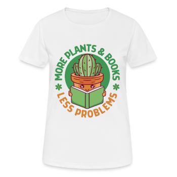 More Plants and Books Less Problems - Women's Breathable T-Shirt - white - Front - AI Model Female 172 dark (172cm)
