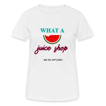 What a juice shop | Denglish | What a juice shop - Women's Breathable T-Shirt - white - Front - AI Model Female 172 dark (172cm)