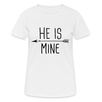 Partnershirts - He is mine - black - Women's Breathable T-Shirt - white - Front - AI Model Female 172 dark (172cm)