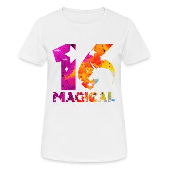 LICORNE MAGIQUE 16E ANNIVERSAIRE - T-shirt respirant Femme - blanc - Devant - AI Model Female 172 dark (172cm)