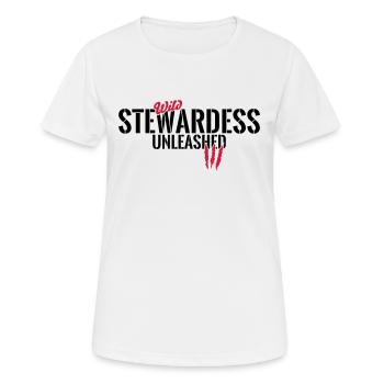 Wilde Stewardess entfesselt - Frauen T-Shirt atmungsaktiv - Weiß - Vorne - AI Model Female 172 dark (172cm)