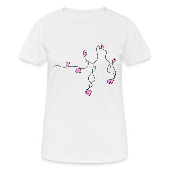 linie welle herzen herz rosa schleifen - Frauen T-Shirt atmungsaktiv - Weiß - Vorne - AI Model Female 172 dark (172cm)