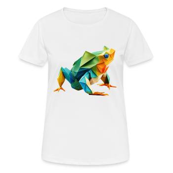 Origami Geometrie Frosch bunt modern arty - Frauen T-Shirt atmungsaktiv - Weiß - Vorne - AI Model Female 172 dark (172cm)