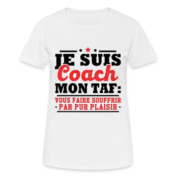 Je suis coach - humour cadeau sportif - T-shirt respirant Femme - blanc - Devant - AI Model Female 172 dark (172cm)