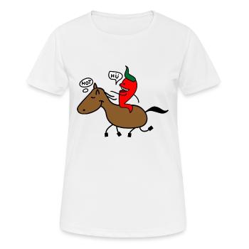 Pferd und Chilli - Frauen T-Shirt atmungsaktiv - Weiß - Vorne - AI Model Female 172 dark (172cm)