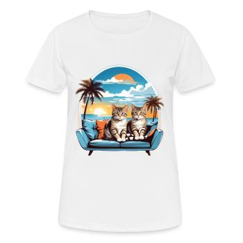 Katzen am Meer - Frauen T-Shirt atmungsaktiv - Weiß - Vorne - AI Model Female 172 dark (172cm)