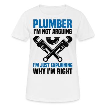 Plombier - T-shirt respirant Femme - blanc - Devant - AI Model Female 172 dark (172cm)
