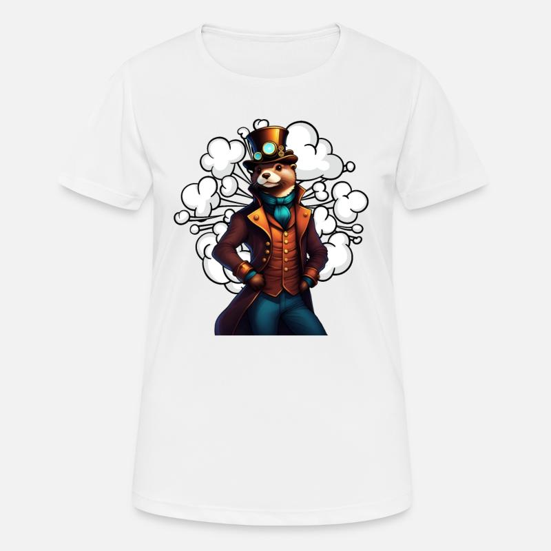Inventive Otter Steampunk Technikotter - Women's Breathable T-Shirt - white