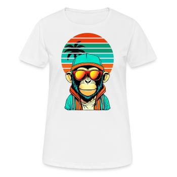 Chilliger Schimpanse mit cooler Sonnenbrille - Frauen T-Shirt atmungsaktiv - Weiß - Vorne - AI Model Female 172 dark (172cm)