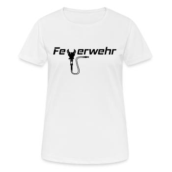 Feuerwehrschriftzug mit Schere - Frauen T-Shirt atmungsaktiv - Weiß - Vorne - AI Model Female 172 dark (172cm)