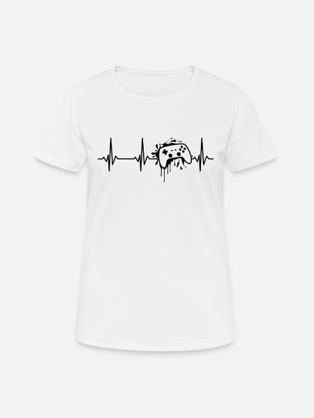 Gamepad Herzschlag Controller Gaming Zocker Gamer - Frauen T-Shirt atmungsaktiv - Weiß