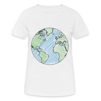 Planet Erde Gezeichnet - Frauen T-Shirt atmungsaktiv - Weiß - Vorne - AI Model Female 172 dark (172cm)