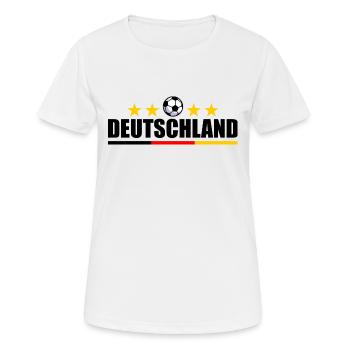 Fußball Deutschland Deutsche Flagge - Frauen T-Shirt atmungsaktiv - Weiß - Vorne - AI Model Female 172 dark (172cm)