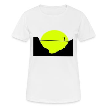 Slackline, Highline, slacklining - Frauen T-Shirt atmungsaktiv - Weiß - Vorne - AI Model Female 172 dark (172cm)