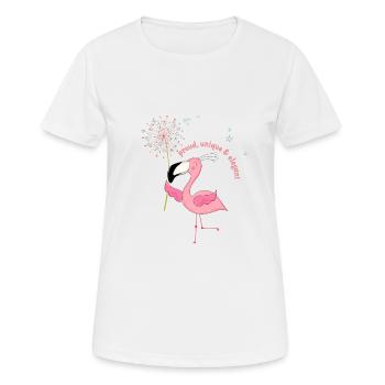 Flamingo "proud, unique & elegant - Women's Breathable T-Shirt - white - Front - AI Model Female 172 dark (172cm)