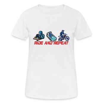 Eat Sleep Ride Repeat Motorcycle & Biker Quote - Women's Breathable T-Shirt - white - Front - AI Model Female 172 dark (172cm)